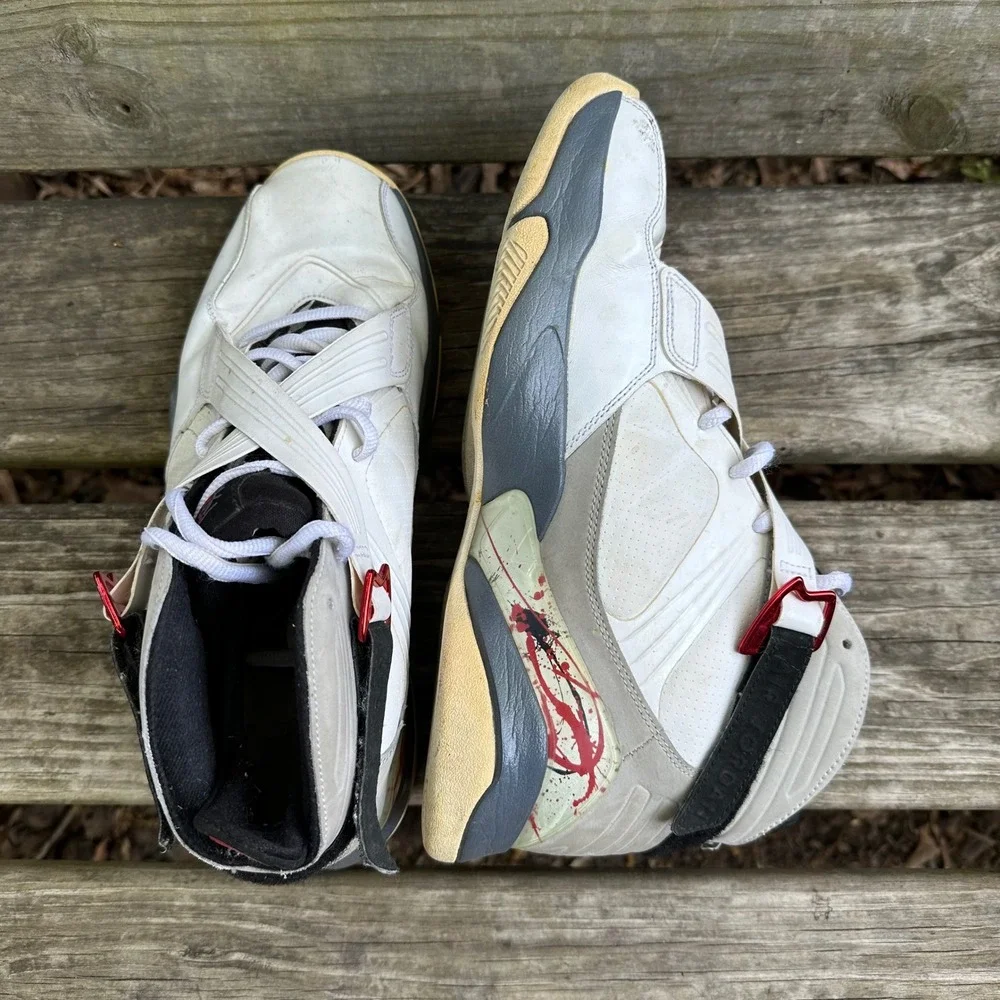 Nike Air Jordan 8 Varsity Red White Grey Flint Sneakers 467807-105 Sz 10.5 Retro